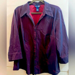 Venezia Jeans Clothing Co Shirt Womens Size 14-16 Red MaroonButton Up Blouse Top